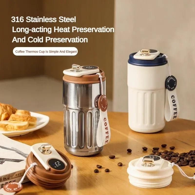 450ml Sports Water Bottle Smart Vacuum Coffee Cup 316 Stainless Steel LED Temperature Display Thermos Bottle Car Thermos Cup